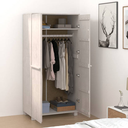 Kleiderschrank HAMAR Hellgrau 89x50x180 cm Massivholz Kiefer