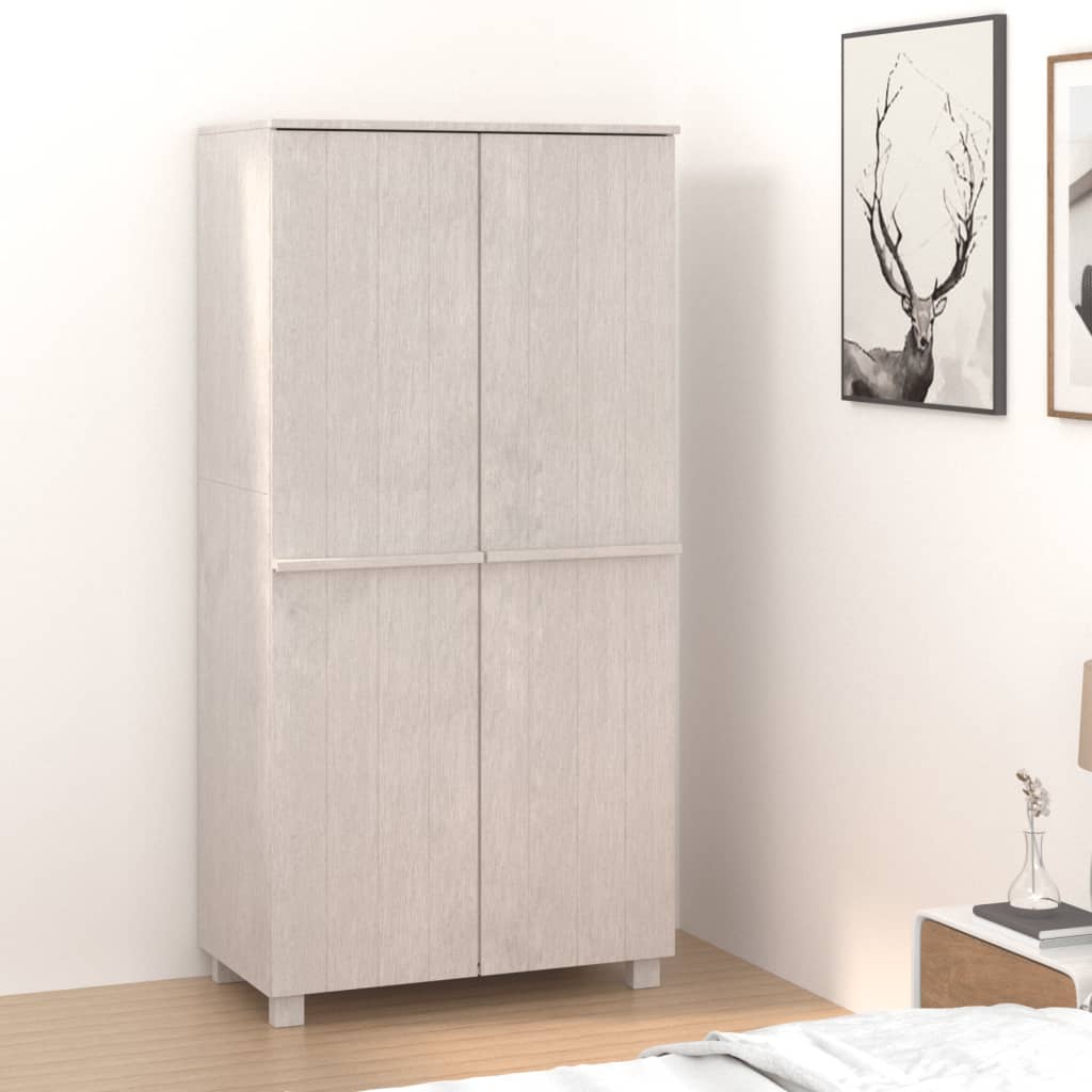 Kleiderschrank HAMAR Hellgrau 89x50x180 cm Massivholz Kiefer