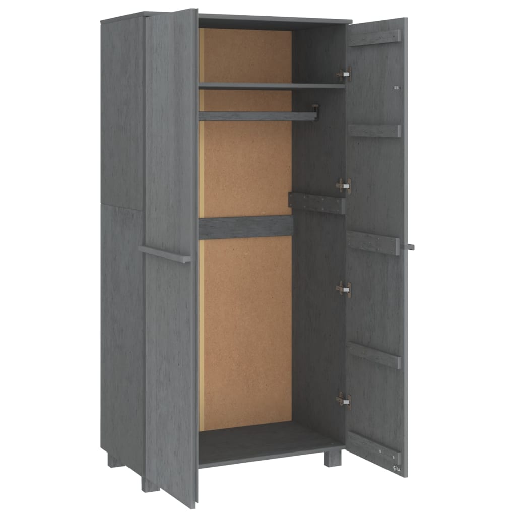 Kleiderschrank HAMAR Hellgrau 89x50x180 cm Massivholz Kiefer
