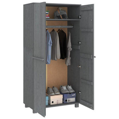 Kleiderschrank HAMAR Hellgrau 89x50x180 cm Massivholz Kiefer