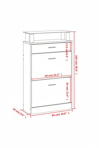 Schuhschrank 63X24X104 Cm Holzwerkstoff