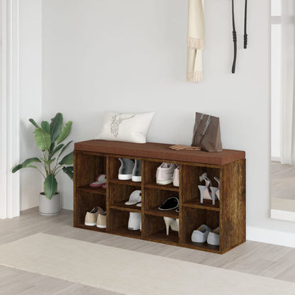 Schuhschrank Schuhbank Sitzbank 10 Fächer Eichefarbe