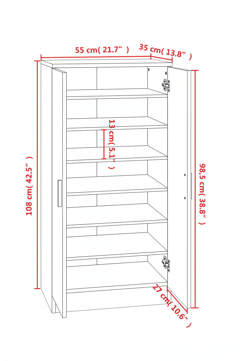 Schuhschrank 55X35X108 Cm Holzwerkstoff
