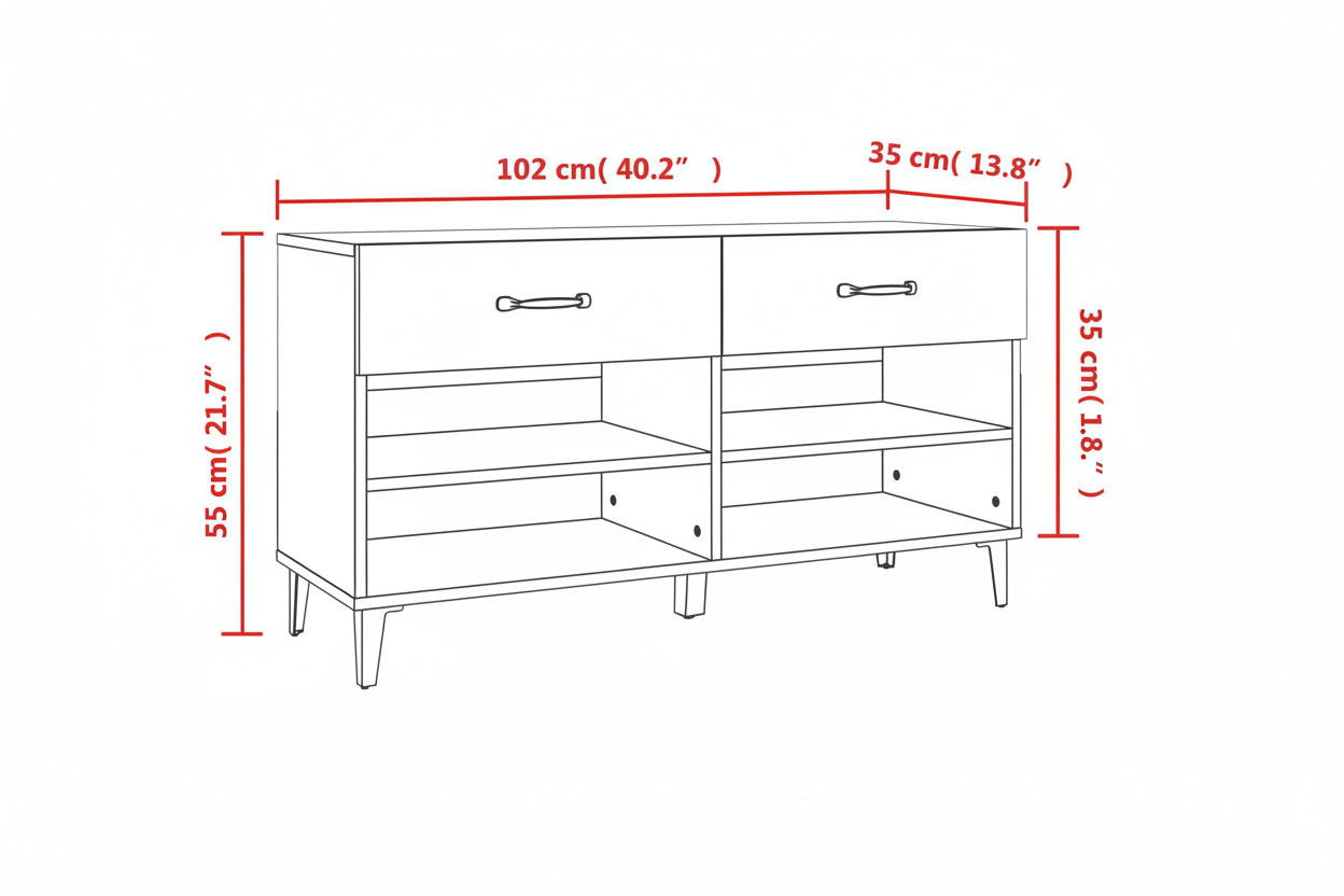 Schuhschrank Sonoma-Eiche 102X35X55 Cm Holzwerkstoff