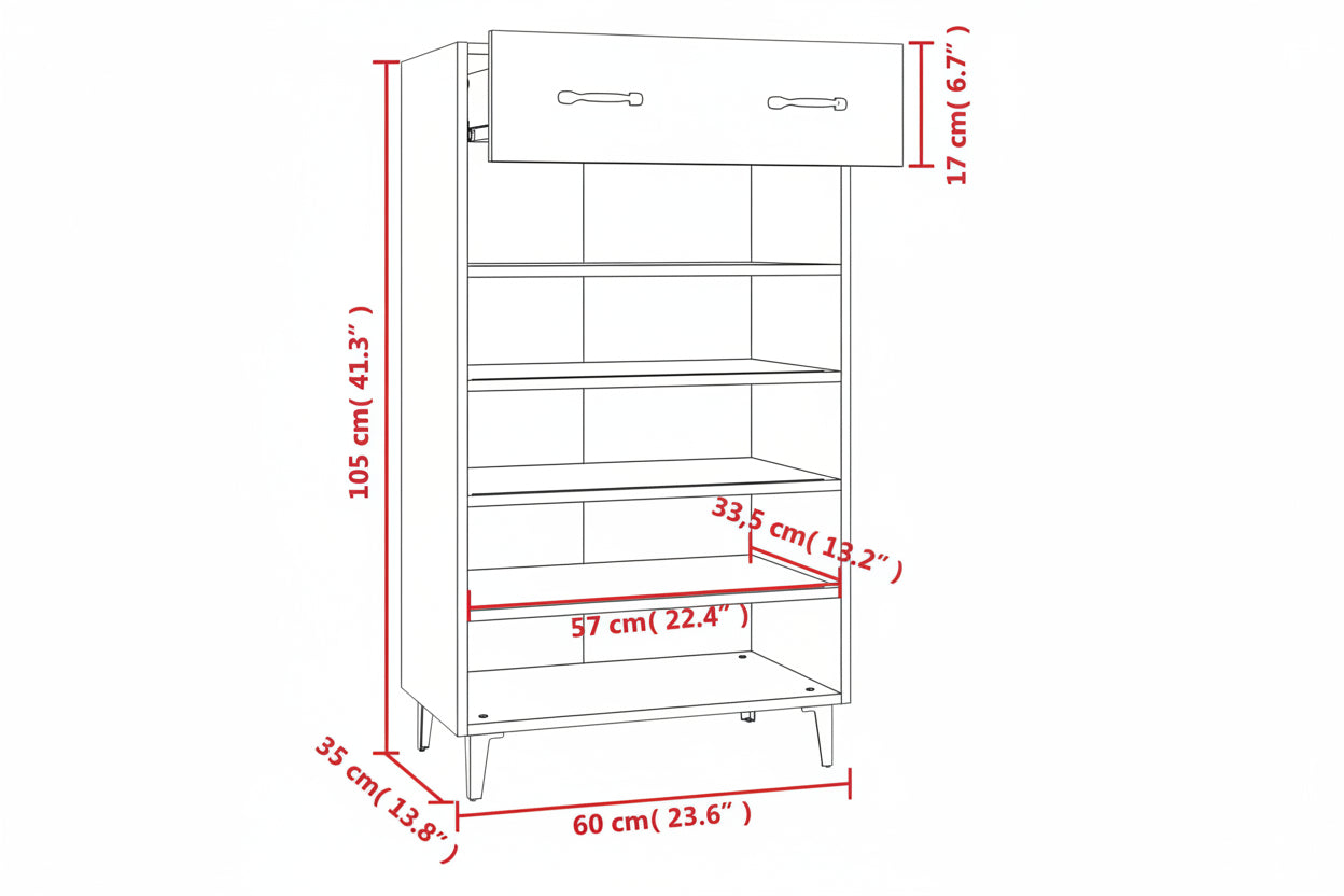 Schuhschrank 60X35X105 Cm Holzwerkstoff