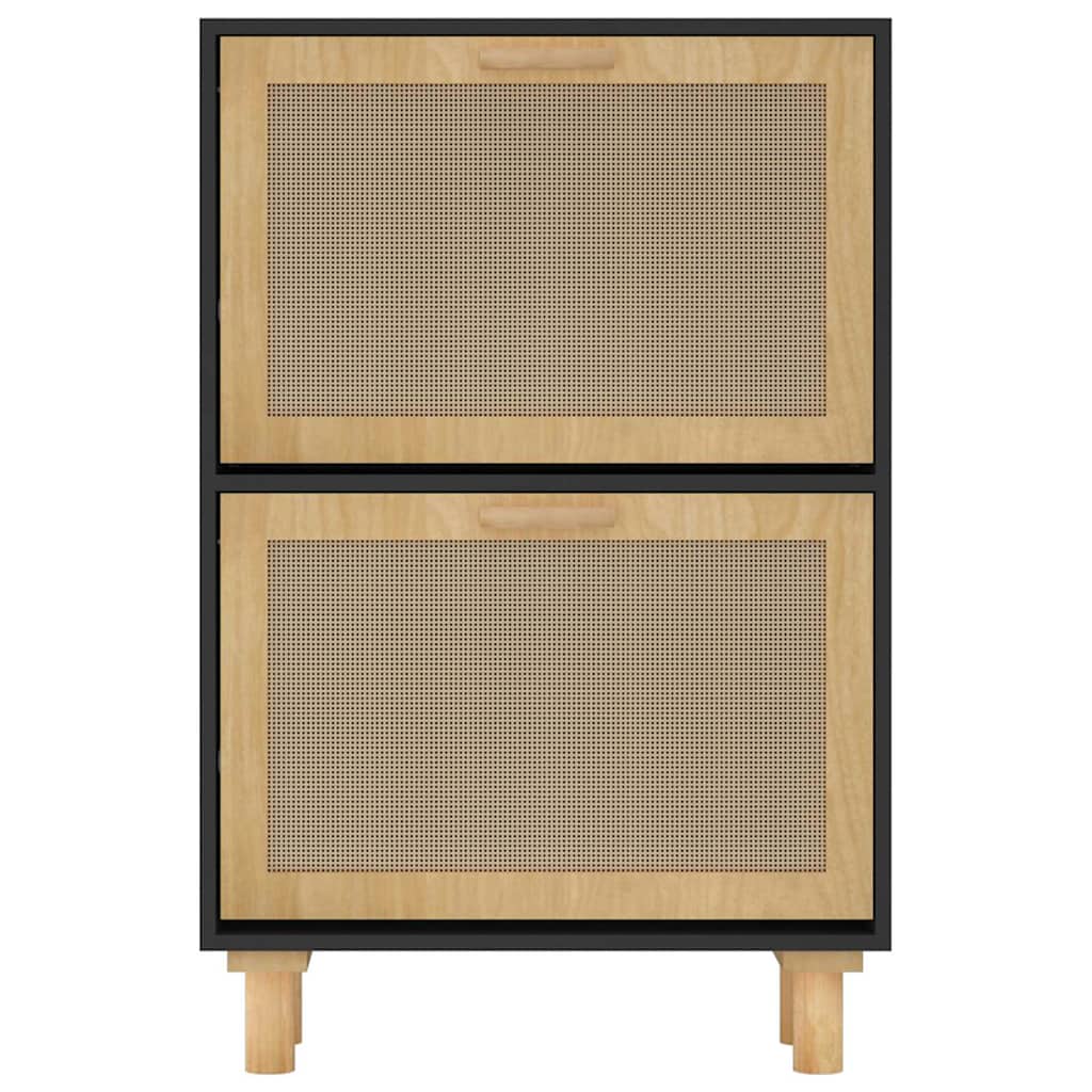 Schuhschrank 52X25X80 Cm Holzwerkstoff & Rattan Natur