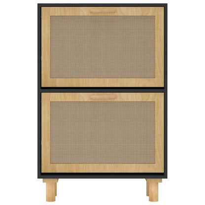 Schuhschrank 52X25X80 Cm Holzwerkstoff & Rattan Natur