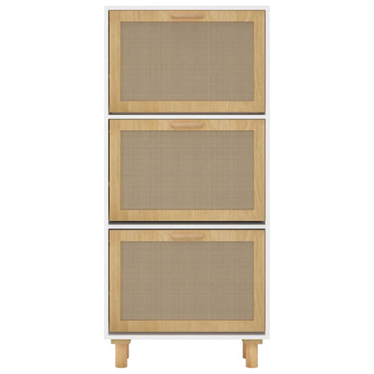 Schuhschrank 52X25X115 Cm Holzwerkstoff & Rattan Natur