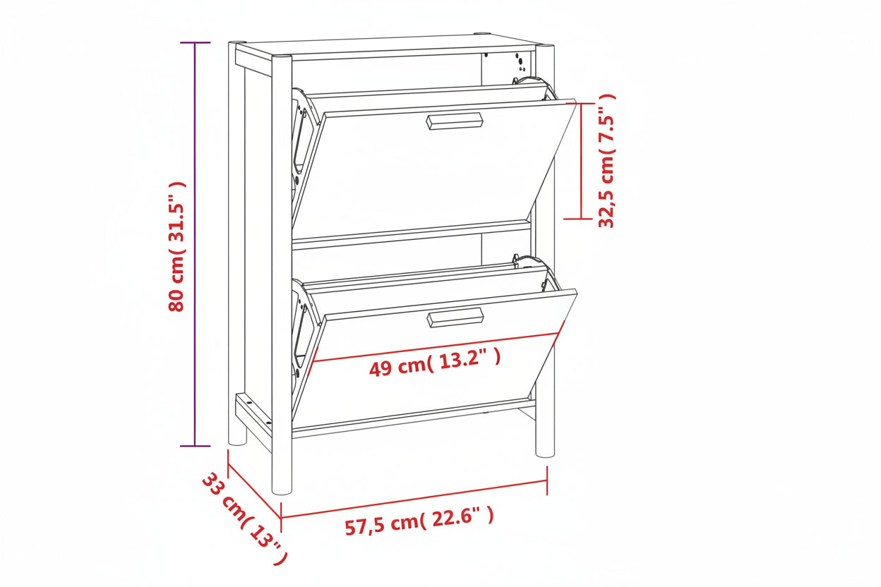 Schuhschrank 57,5X33X80 Cm Holzwerkstoff