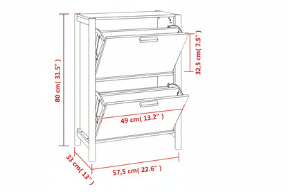 Schuhschrank 57,5X33X80 Cm Holzwerkstoff