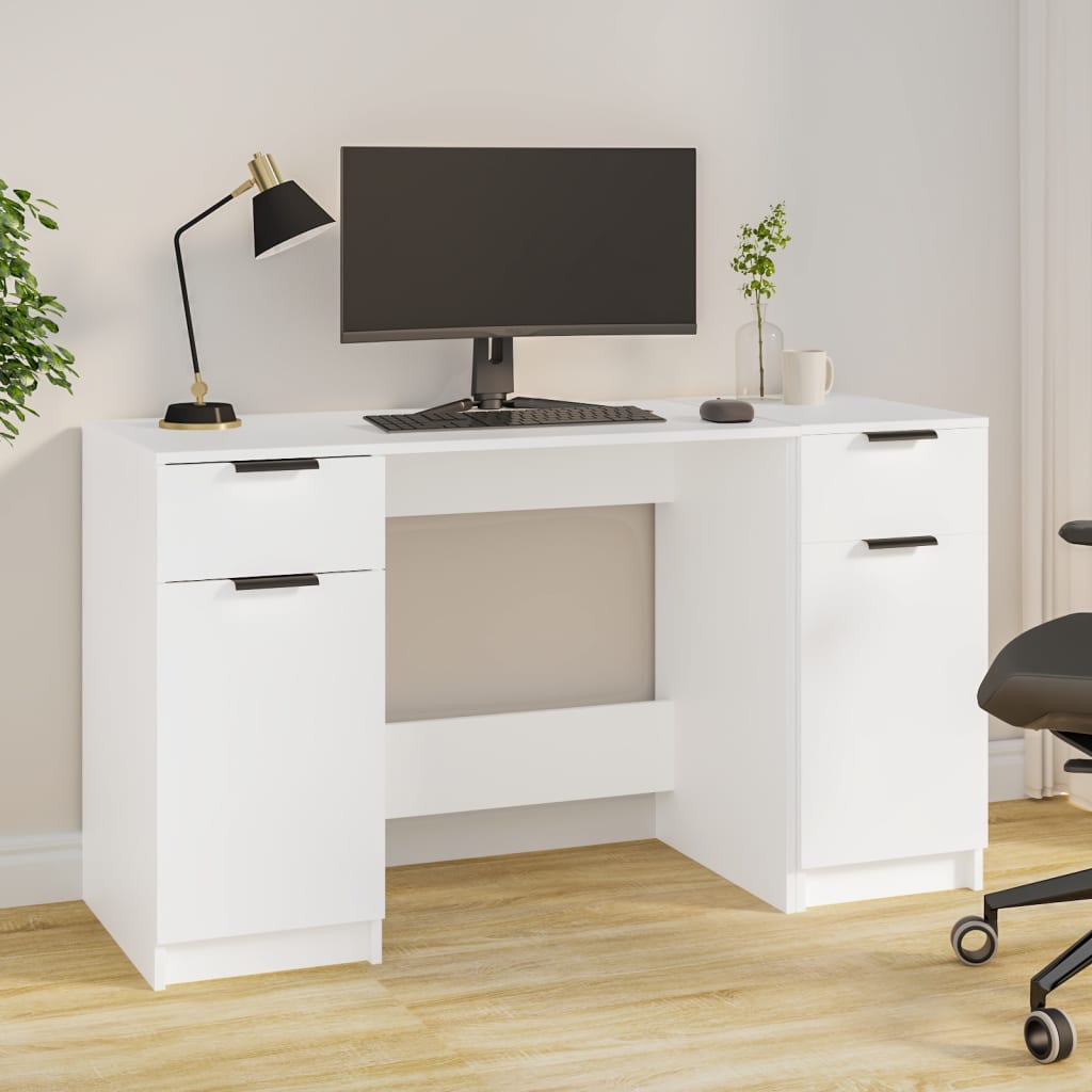 Schreibtisch mit Beistellschrank Schwarz Holzwerkstoff