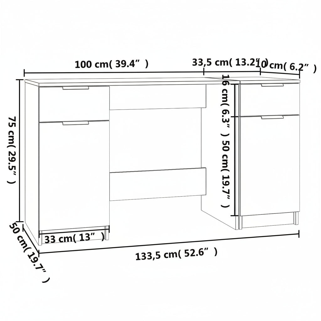 Schreibtisch mit Beistellschrank Schwarz Holzwerkstoff