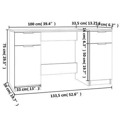 Schreibtisch mit Beistellschrank Schwarz Holzwerkstoff