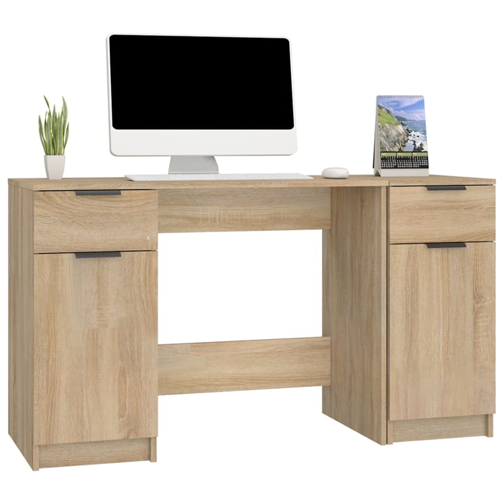 Schreibtisch mit Beistellschrank Schwarz Holzwerkstoff