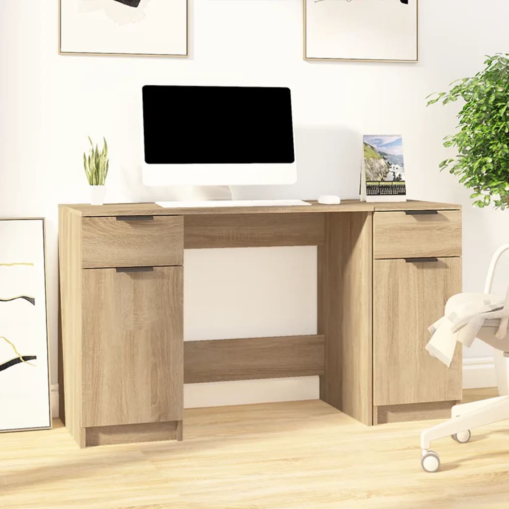 Schreibtisch mit Beistellschrank Schwarz Holzwerkstoff