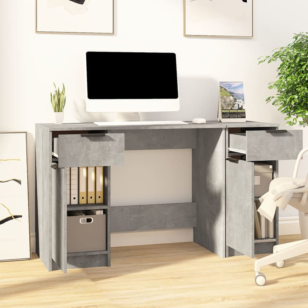 Schreibtisch mit Beistellschrank Schwarz Holzwerkstoff