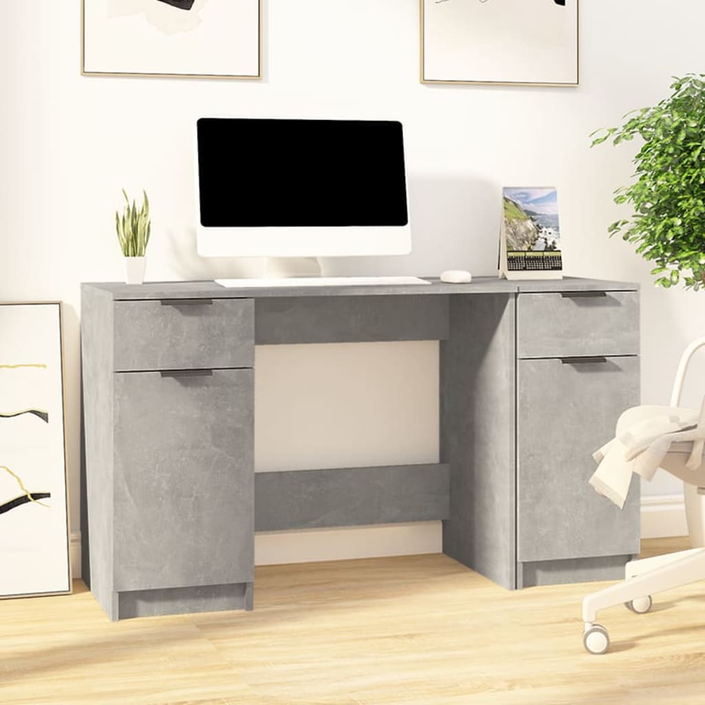 Schreibtisch mit Beistellschrank Schwarz Holzwerkstoff