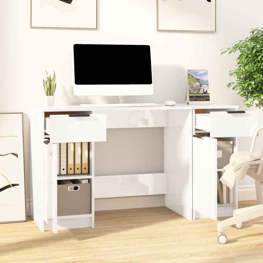 Schreibtisch mit Beistellschrank Schwarz Holzwerkstoff