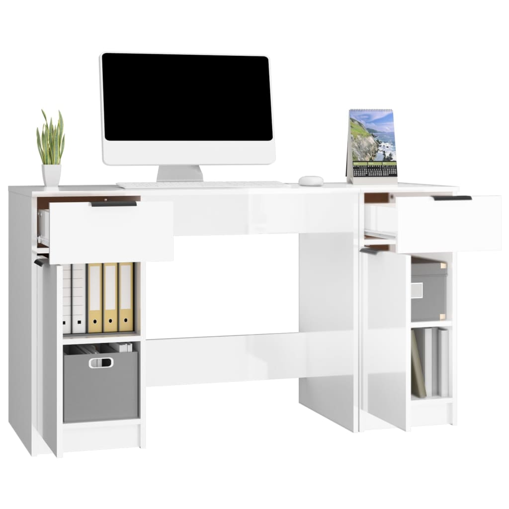 Schreibtisch mit Beistellschrank Schwarz Holzwerkstoff