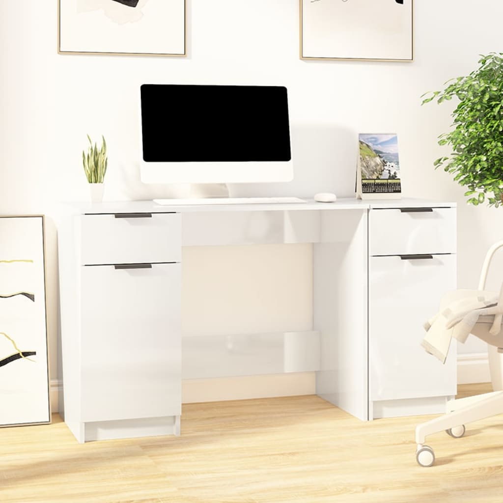 Schreibtisch mit Beistellschrank Schwarz Holzwerkstoff