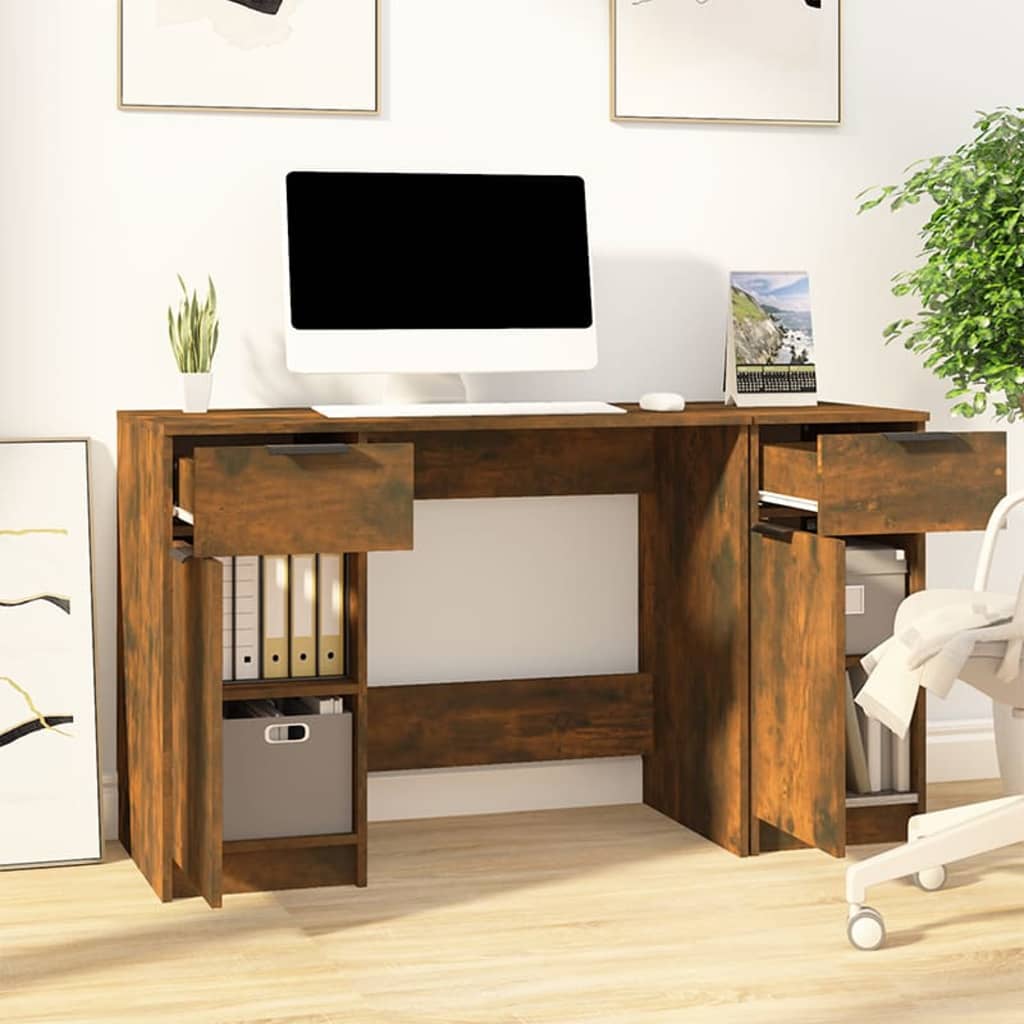 Schreibtisch mit Beistellschrank Schwarz Holzwerkstoff