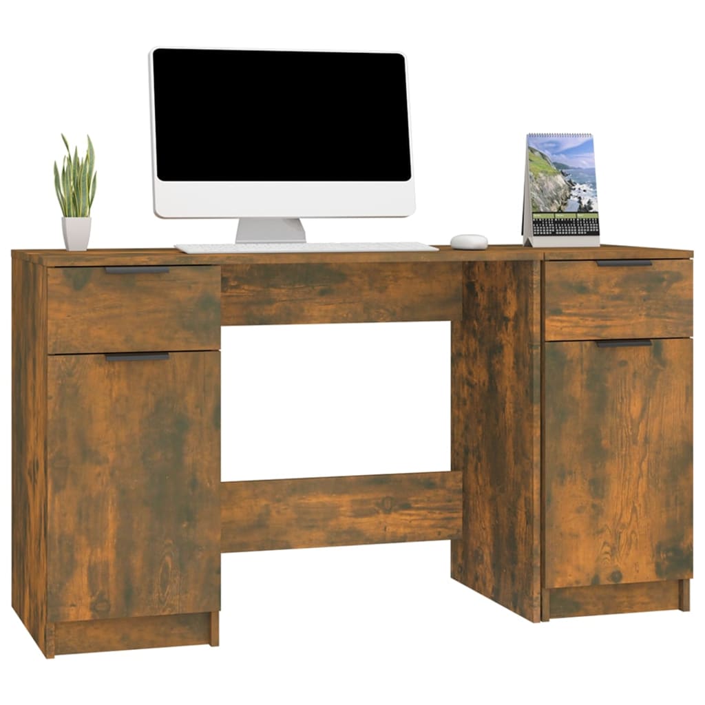 Schreibtisch mit Beistellschrank Schwarz Holzwerkstoff