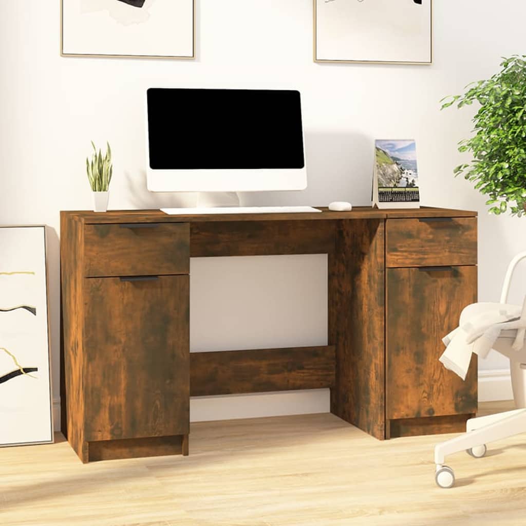 Schreibtisch mit Beistellschrank Schwarz Holzwerkstoff