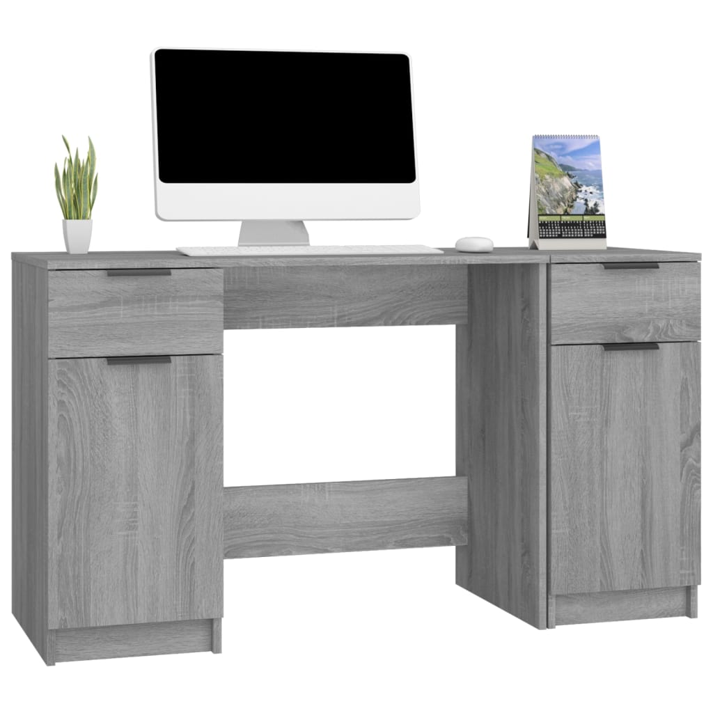Schreibtisch mit Beistellschrank Schwarz Holzwerkstoff
