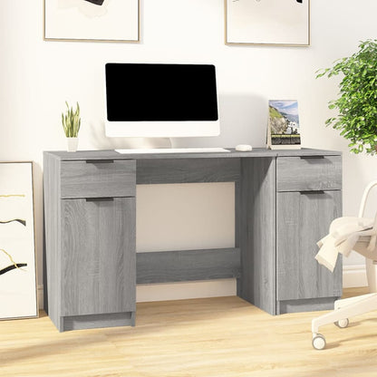 Schreibtisch mit Beistellschrank Schwarz Holzwerkstoff