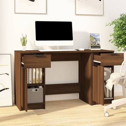 Schreibtisch mit Beistellschrank Schwarz Holzwerkstoff