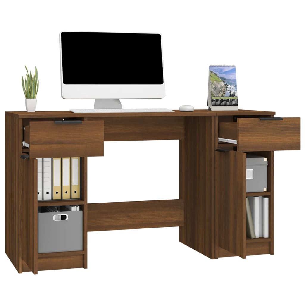Schreibtisch mit Beistellschrank Schwarz Holzwerkstoff