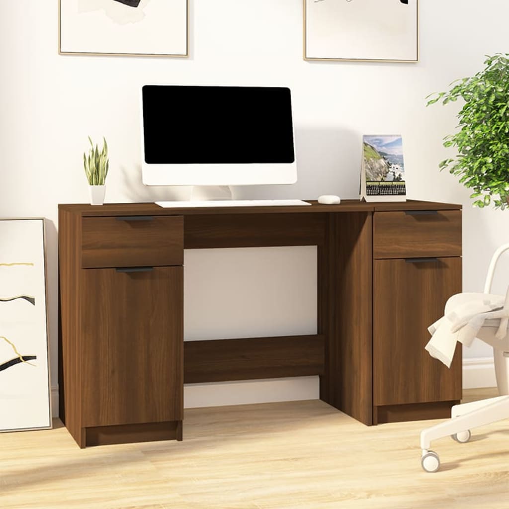 Schreibtisch mit Beistellschrank Schwarz Holzwerkstoff