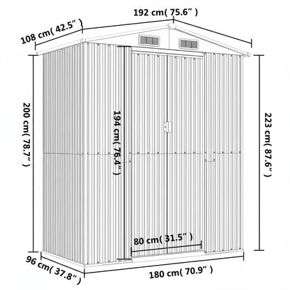 Geräteschuppen Hellbraun 192x108x223 cm Verzinkter Stahl
