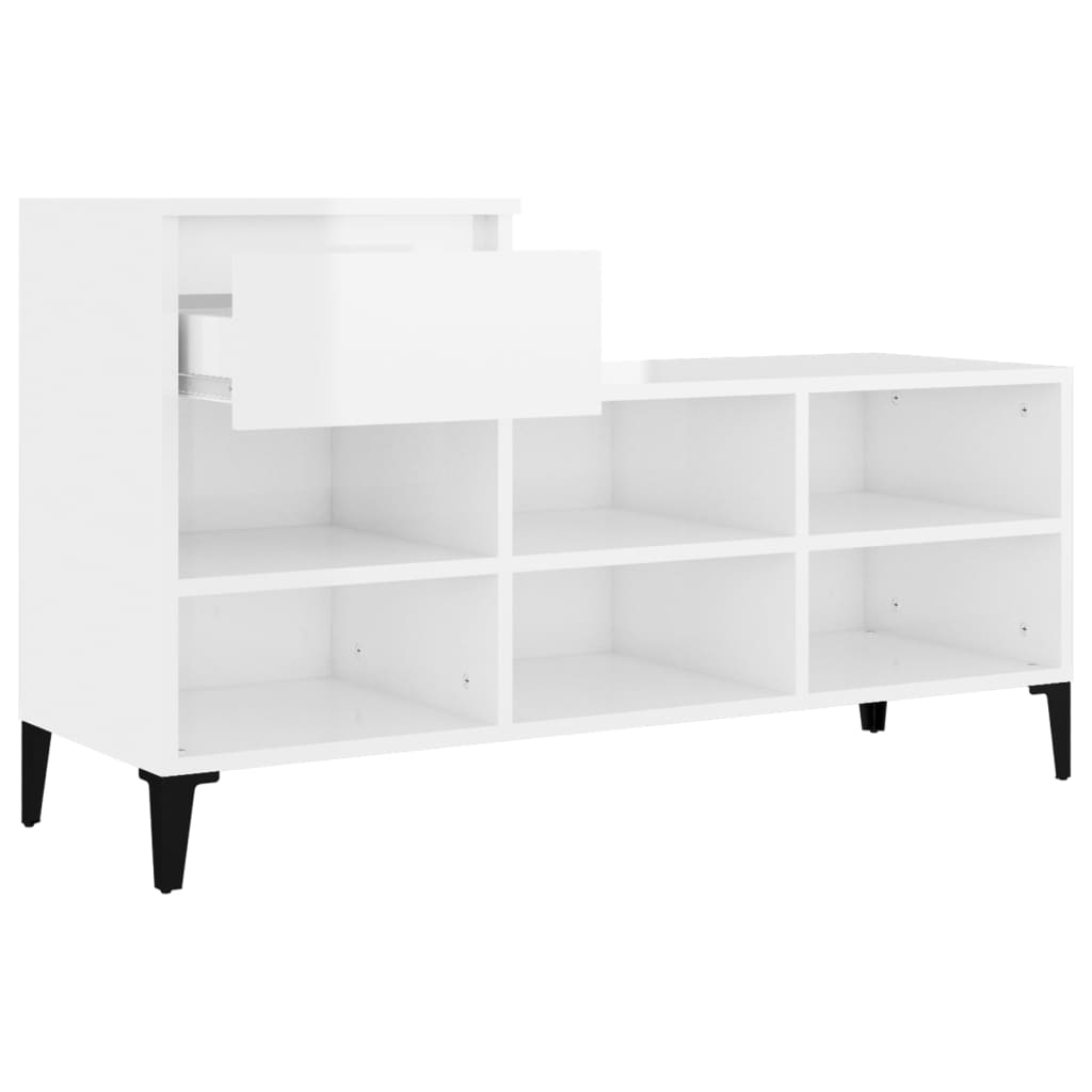 Schuhregal Weiß 102x36x60 cm Holzwerkstoff