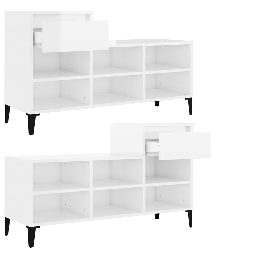 Schuhregal Weiß 102x36x60 cm Holzwerkstoff