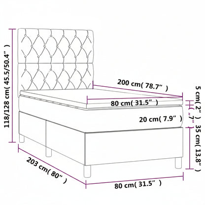 Boxspringbett mit hoher Rückenlehne, inkl. Matratze 80x200 cm