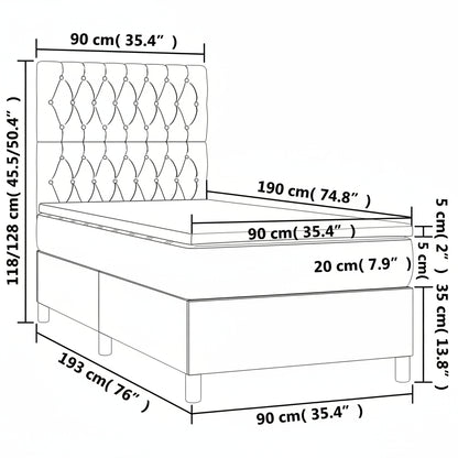 Boxspringbett mit hoher Rückenlehne, inkl. Matratze 90x190 cm