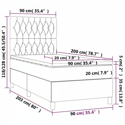 Boxspringbett mit hoher Rückenlehne, inkl. Matratze 90x200 cm