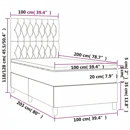 Boxspringbett mit hoher Rückenlehne, inkl. Matratze 100x200 cm