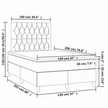 Boxspringbett mit hoher Rückenlehne, inkl. Matratze 120x200 cm