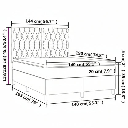 Boxspringbett mit hoher Rückenlehne, inkl. Matratze 140x190 cm