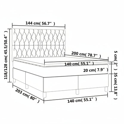 Boxspringbett mit hoher Rückenlehne, inkl. Matratze 140x200 cm
