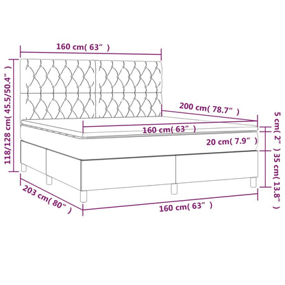 Boxspringbett mit hoher Rückenlehne, inkl. Matratze 160x200 cm