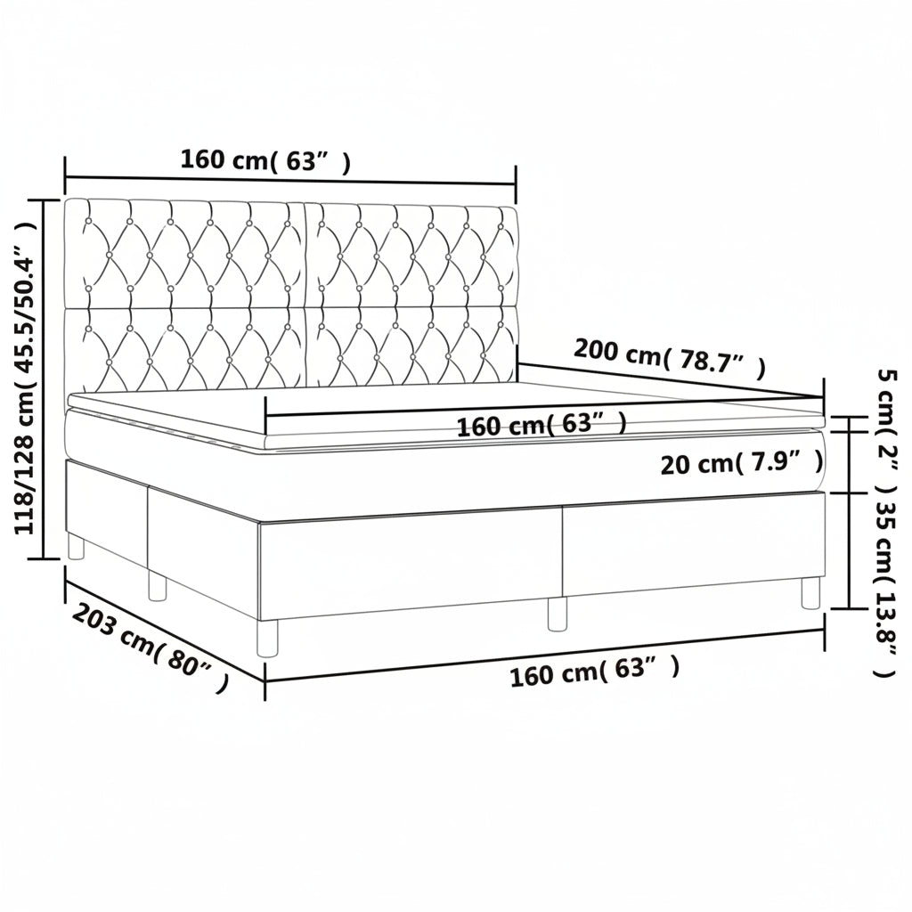Boxspringbett mit hoher Rückenlehne, inkl. Matratze 160x200 cm