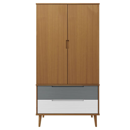 Kleiderschrank MOLDE Grau 90x55x175 cm Massivholz Kiefer