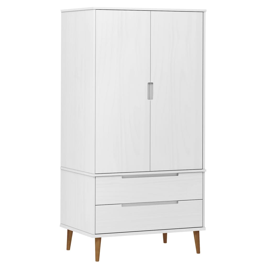 Kleiderschrank MOLDE Grau 90x55x175 cm Massivholz Kiefer