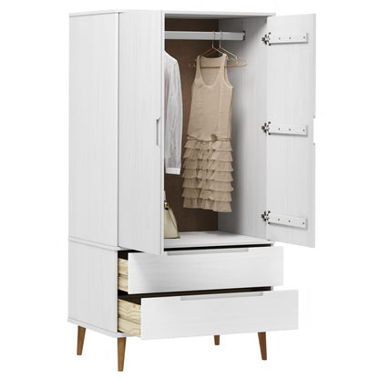 Kleiderschrank MOLDE Grau 90x55x175 cm Massivholz Kiefer