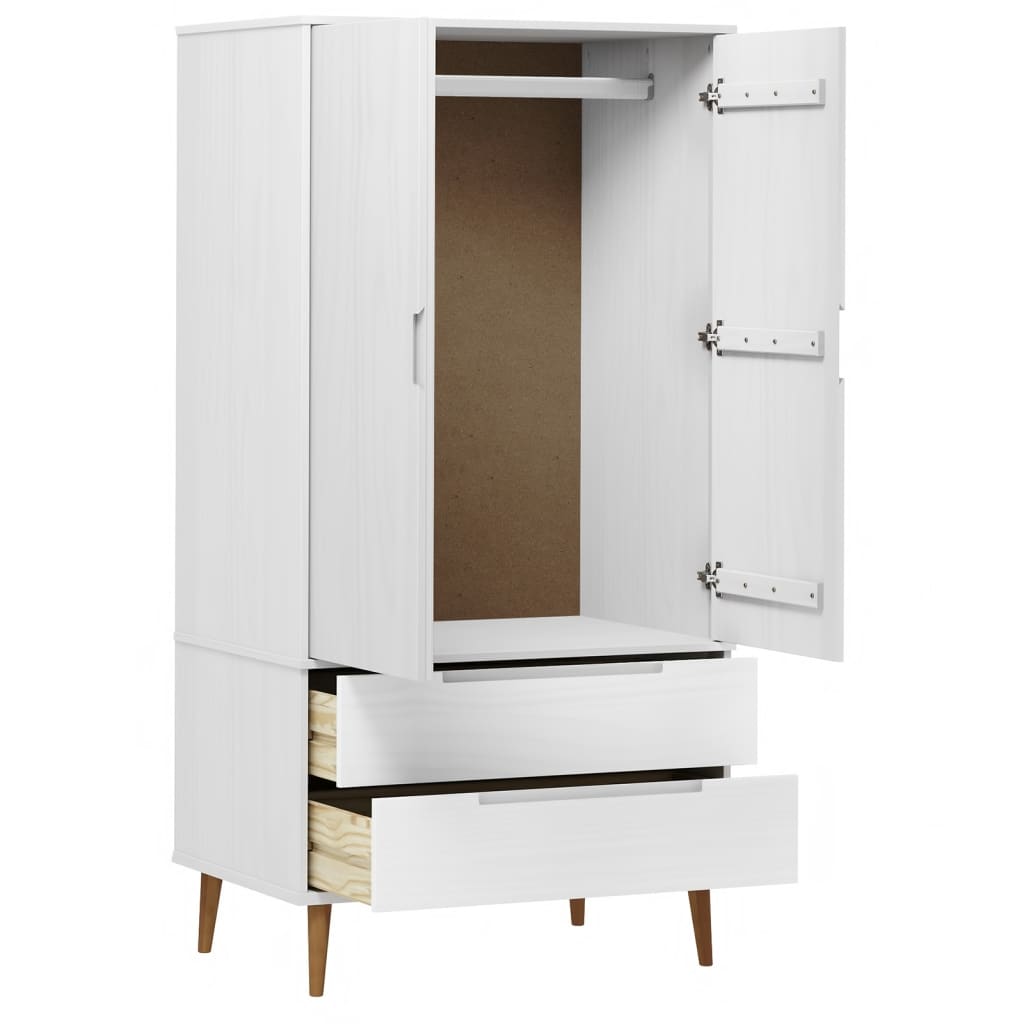 Kleiderschrank MOLDE Grau 90x55x175 cm Massivholz Kiefer