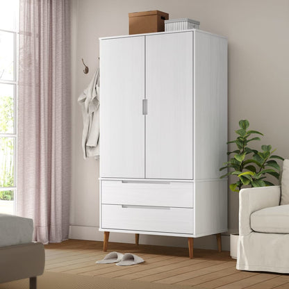 Kleiderschrank MOLDE Grau 90x55x175 cm Massivholz Kiefer
