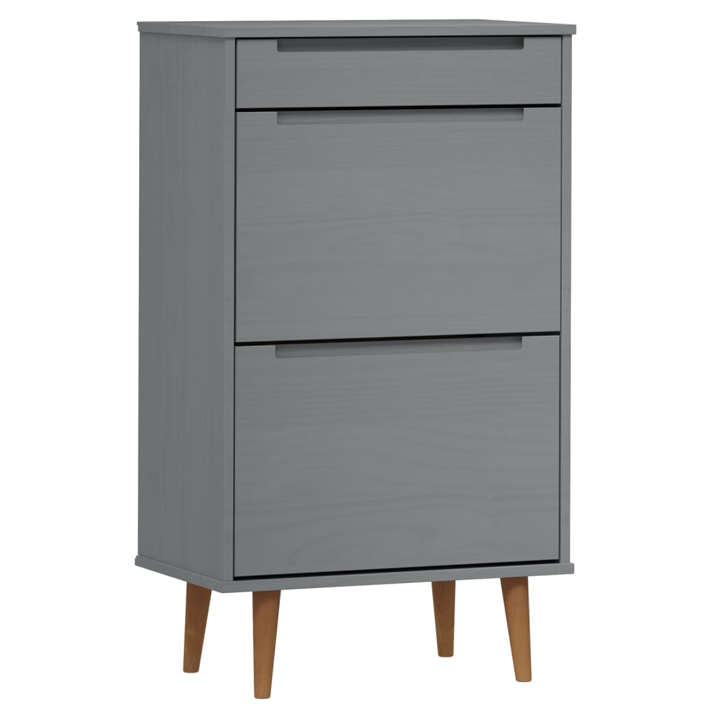 Schuhschrank MOLDE Weiß 59,5x35x103 cm Massivholz Kiefer